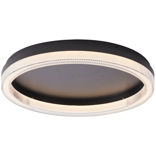 Litup LIT8211BK-CRY-3CCT, 20‘’ LED Flush Mount, 24W, 2640 Lumens, 3000/4000/5000K, Dimmable, Black Finish with Crystal Acrylic Diffuser