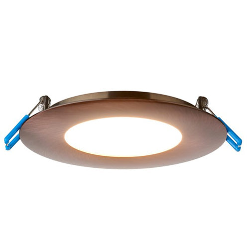 Lotus LL4R-40K-BC, 4" LED Round Ultimate Super Thin Brushed Copper Recessed, 13.5W, 120VAC, 4000K Cool White, 800 Lumens, Dimmable