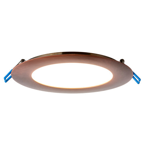 Lotus LL6R-30K-BC, 6" LED Round Ultimate Super Thin Brushed Copper Recessed, 17W, 120VAC, 3000K Warm White, 980 Lumens, Dimmable