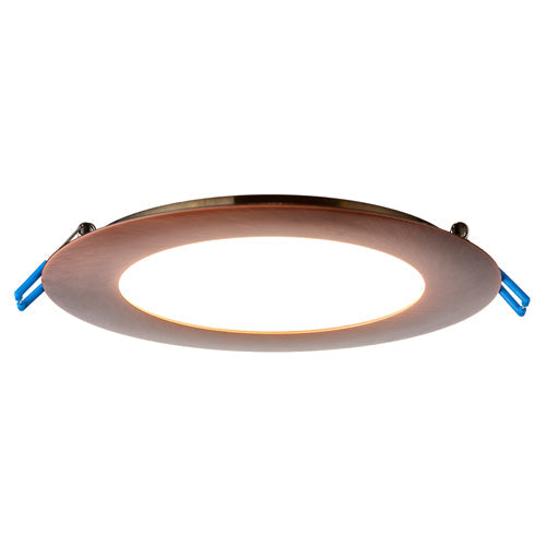 Lotus LL6R-50K-BC, 6" LED Round Ultimate Super Thin Brushed Copper Recessed, 17W, 120VAC, 5000K Natural White, 1050 Lumens, Dimmable