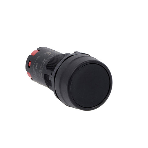 Lovato LMPB102S11, Monoblock Pushbutton Actuator, Spring Return, Flush, Black, 1NO+1NC Spring Terminals