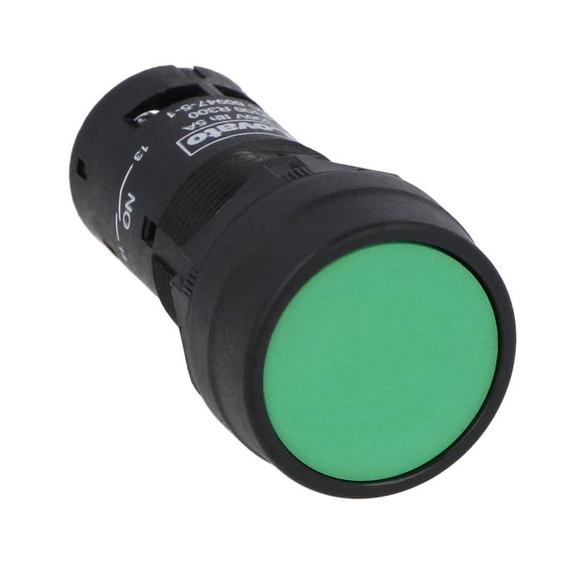 Lovato LMPB103T20, Monoblock Pushbutton Actuator, Spring Return, Flush, Green, 2NO Screw Terminals