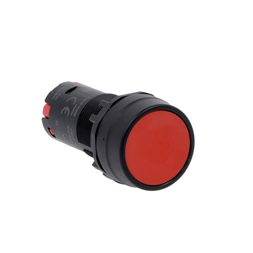 Lovato LMPB104S11, Monoblock Pushbutton Actuator, Spring Return, Flush, Red, 1NO+1NC Spring Terminals
