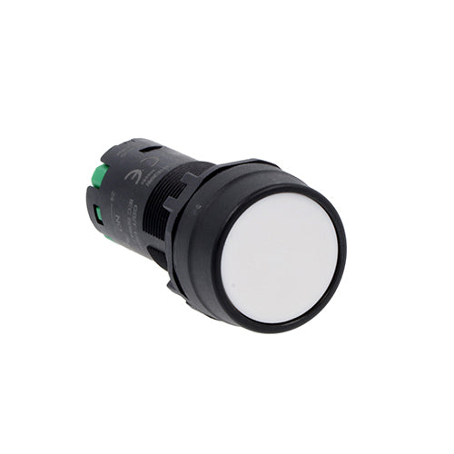 Lovato LMPB108S20, Monoblock Pushbutton Actuator, Spring Return, Flush, White, 2NO Spring Terminals