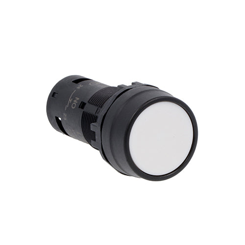 Lovato LMPB108T20, Monoblock Pushbutton Actuator, Spring Return, Flush, White, 2NO Screw Terminals