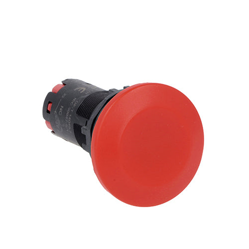 Lovato LMPB6144S11, Monoblock Mushroom Head Pushbutton Actuator, Red, Spring Return, 1NO+1NC Spring Terminals
