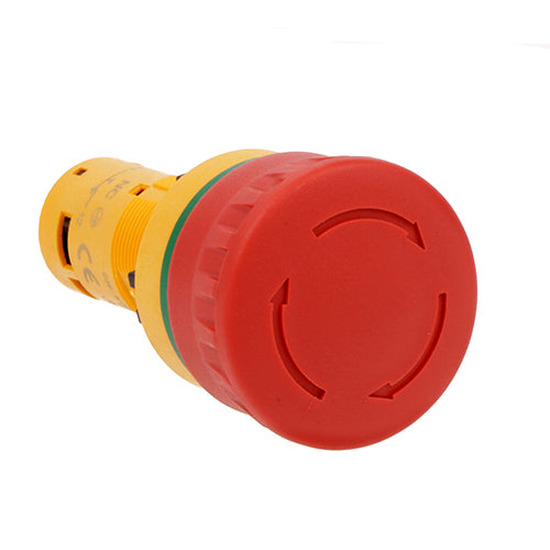 Lovato LMPB6644T11, Ø40mm Monoblock Mushroom Head Pushbutton Actuator, Red, Latch, Turn to Release, For Emergency Stopping, ISO13850 Compliant, 1NO+1NC Screw Terminals