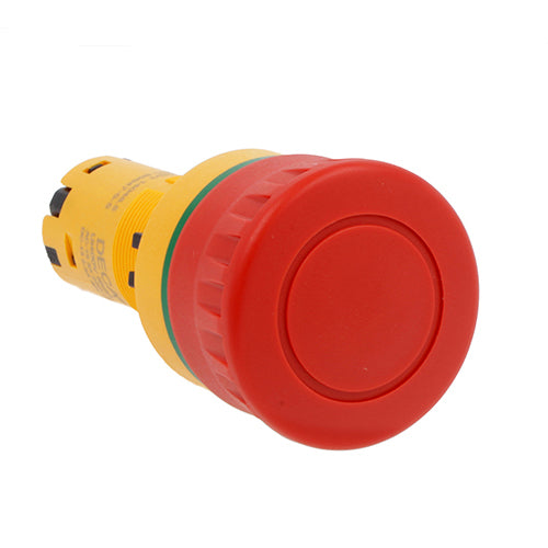 Lovato LMPB6744S11, Ø40mm Monoblock Mushroom Head Pushbutton Actuator, Red, Latch, Pull to Release, For Emergency Stopping, ISO13850 Compliant, 1NO+1NC Spring Terminals