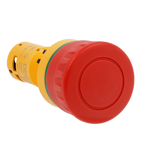 Lovato LMPB6744T11, Ø40mm Monoblock Mushroom Head Pushbutton Actuator, Red, Latch, Pull to Release, For Emergency Stopping, ISO13850 Compliant, 1NO+1NC Screw Terminals