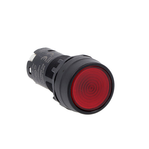 Lovato LMPBL104S01E, Monoblock Illuminated Pushbutton Actuator, Spring Return, Flush, Red, 110VAC, 1NC Spring Terminals