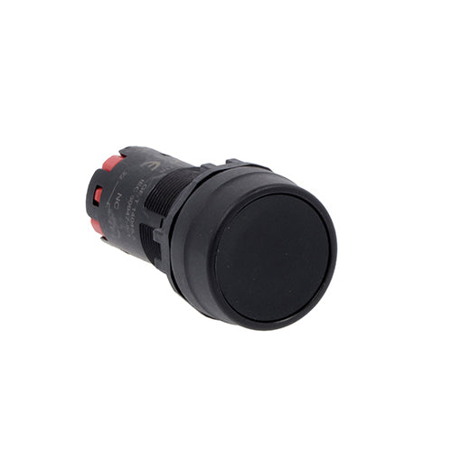 Lovato LMPQ102S11, Monoblock Pushbutton Actuator, Push-Push, Flush, Black, 1NO+1NC Spring Terminals