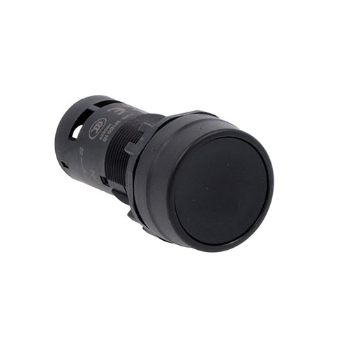 Lovato LMPQ102T11, Monoblock Pushbutton Actuator, Push-Push, Flush, Black, 1NO+1NC Screw Terminals