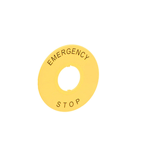 Lovato LMXAU115, Plastic Disk for Monoblock Mushroom Head Pushbuttons Actuators, ''Emergency-Stop'' Text, 2 Packs