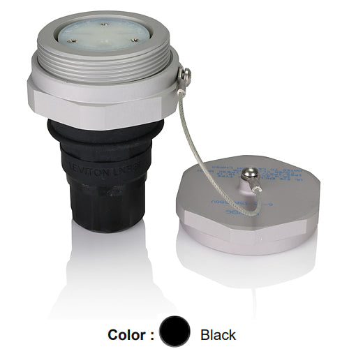 Leviton LNR86-2E, Rhino-Hide Straight Blade Connector, Industrial Grade, 15A 250V, NEMA 6-15R, 2-Pole, 3-Wire, Grounding, Black