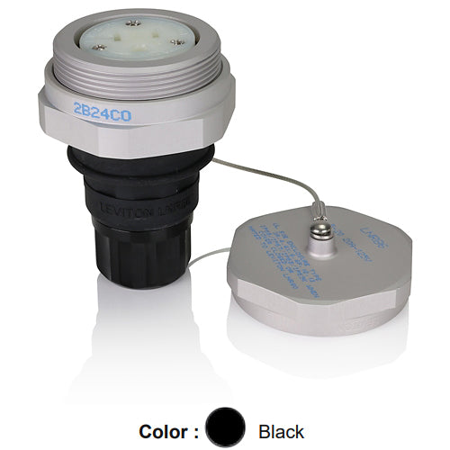 Leviton LNR86-3E, Rhino-Hide Straight Blade Connector, Industrial Grade, 20A 125V, NEMA 5-20R, 2-Pole, 3-Wire, Grounding, Black