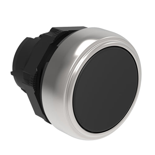 Lovato LPCB102, Pushbutton Actuator, Spring Return Ø22mm Platinum Series Chromed Plastic, Flush, Black