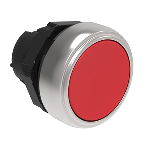 Lovato LPCB104, Pushbutton Actuator, Spring Return Ø22mm Platinum Series Chromed Plastic, Flush, Red