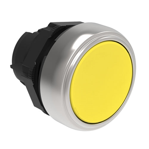 Lovato LPCB105, Pushbutton Actuator, Spring Return Ø22mm Platinum Series Chromed Plastic, Flush, Yellow
