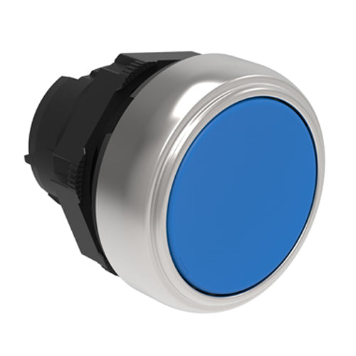 Lovato LPCB106, Pushbutton Actuator, Spring Return Ø22mm Platinum Series Chromed Plastic, Flush, Blue