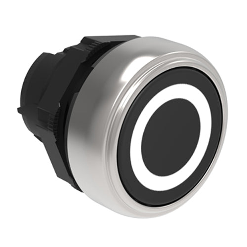 Lovato LPCB1102, Pushbutton Actuator, Spring Return with "O" Symbol, Ø22mm Platinum Series Chromed Plastic, Flush, Black