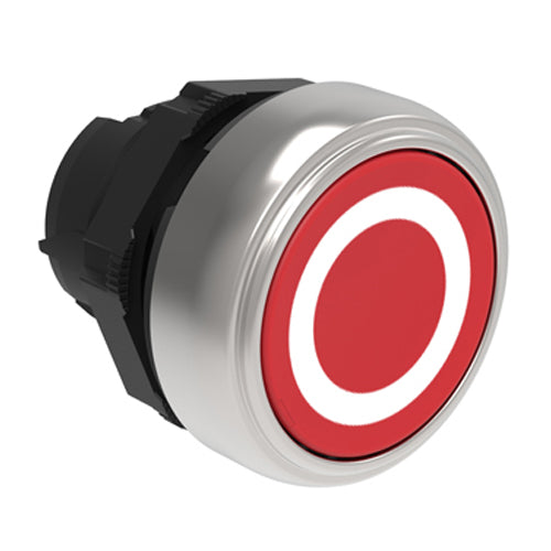 Lovato LPCB1104, Pushbutton Actuator, Spring Return with "O" Symbol, Ø22mm Platinum Series Chromed Plastic, Flush, Red