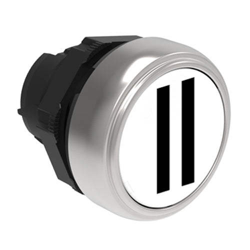 Lovato LPCB1128, Pushbutton Actuator, Spring Return with "II" Symbol, Ø22mm Platinum Series Chromed Plastic, Flush, White