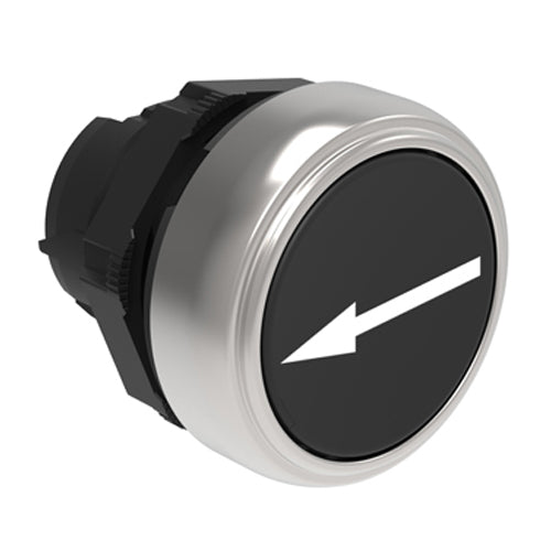 Lovato LPCB1142, Pushbutton Actuator, Spring Return with Arrow (Right/Left) Symbol, Ø22mm Platinum Series Chromed Plastic, Flush, Black