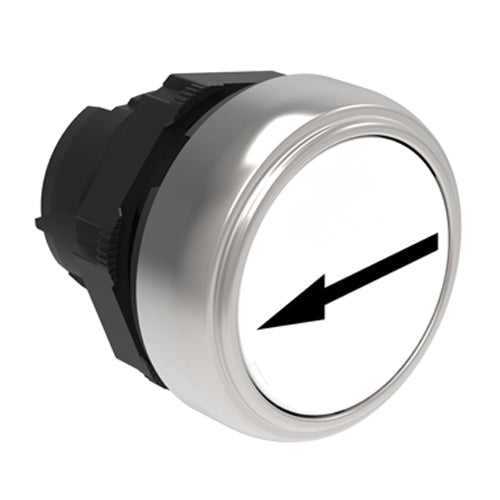 Lovato LPCB1148, Pushbutton Actuator, Spring Return with Arrow (Right/Left) Symbol, Ø22mm Platinum Series Chromed Plastic, Flush, White