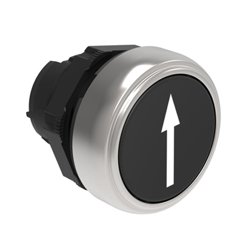 Lovato LPCB1152, Pushbutton Actuator, Spring Return with Arrow (Up/Down) Symbol, Ø22mm Platinum Series Chromed Plastic, Flush, Black