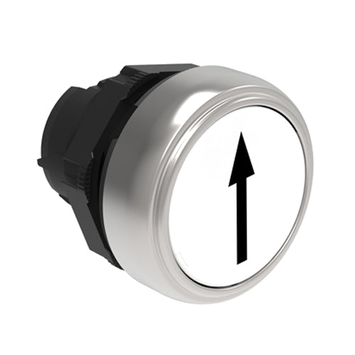 Lovato LPCB1158, Pushbutton Actuator, Spring Return with Arrow (Up/Down) Symbol, Ø22mm Platinum Series Chromed Plastic, Flush, White