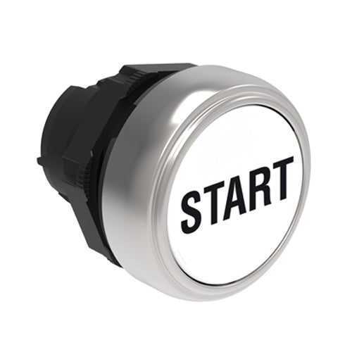 Lovato LPCB1168, Pushbutton Actuator, Spring Return with "START" Symbol, Ø22mm Platinum Series Chromed Plastic, Flush, White