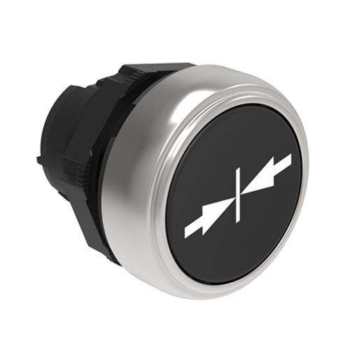 Lovato LPCB1512, Pushbutton Actuator, Spring Return with Inwards Pointing Arrows Symbol, Ø22mm Platinum Series Chromed Plastic, Flush, Black