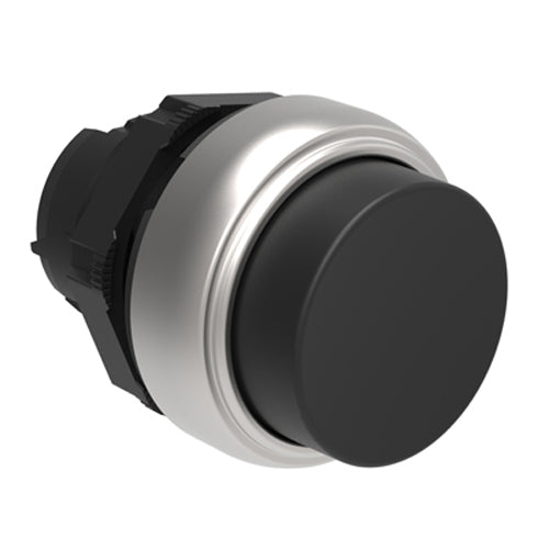 Lovato LPCB202, Pushbutton Actuator, Spring Return, Ø22mm Platinum Series Chromed Plastic, Extended, Black