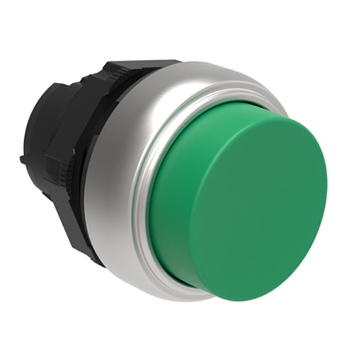 Lovato LPCB203, Pushbutton Actuator, Spring Return, Ø22mm Platinum Series Chromed Plastic, Extended, Green