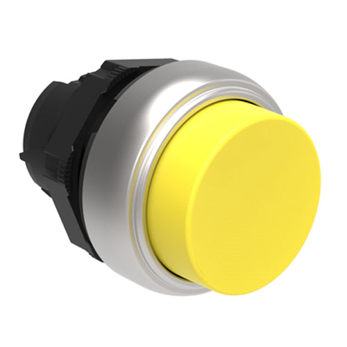 Lovato LPCB205, Pushbutton Actuator, Spring Return, Ø22mm Platinum Series Chromed Plastic, Extended, Yellow