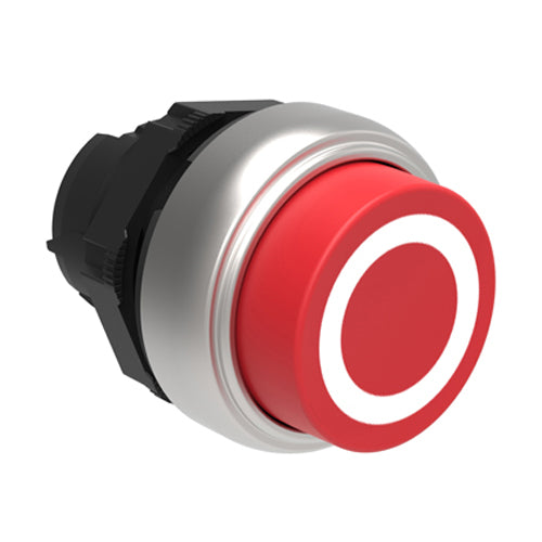 Lovato LPCB2104, Pushbutton Actuator, Spring Return with "O" Symbol, Ø22mm Platinum Series Chromed Plastic, Extended, Red