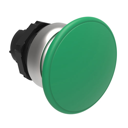 Lovato LPCB6143, Mushroom Head Pushbutton Actuator, Ø22mm Platinum Series Chromed Plastic, Spring Return, Ø40mm Head Diameter, Green