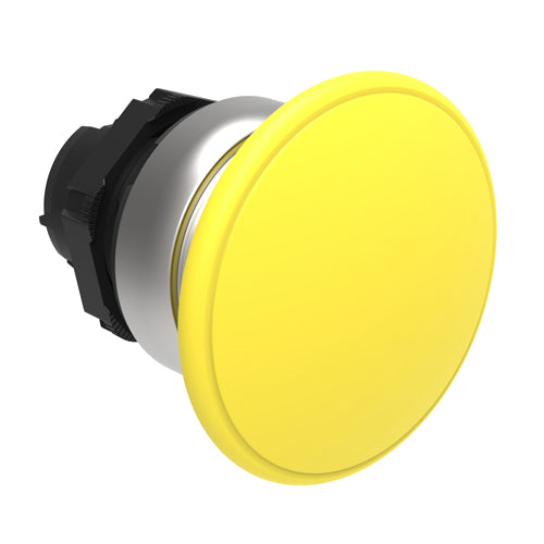 Lovato LPCB6145, Mushroom Head Pushbutton Actuator, Ø22mm Platinum Series Chromed Plastic, Spring Return, Ø40mm Head Diameter, Yellow