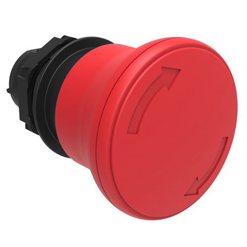 Lovato LPCB6344, Mushroom Head Pushbutton Actuator, Ø22mm Platinum Series Chromed Plastic, Latch, Turn to Release, Ø40mm Head Diameter, For Normal Stopping, Red