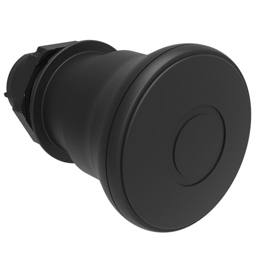 Lovato LPCB6742, Mushroom Head Pushbutton Actuator, Ø22mm Platinum Series Chromed Plastic, Latch, Pull to Release, Ø40mm Head Diameter, For Normal Stopping, Black
