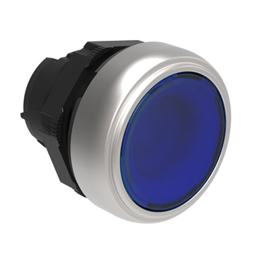 Lovato LPCBL106, Illuminated Button Actuator, Spring Return, Ø22mm Platinum Series Chromed Plastic, Flush, Blue