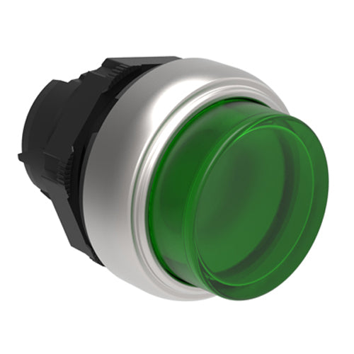 Lovato LPCBL203, Illuminated Button Actuator, Spring Return, Ø22mm Platinum Series Chromed Plastic, Extended, Green