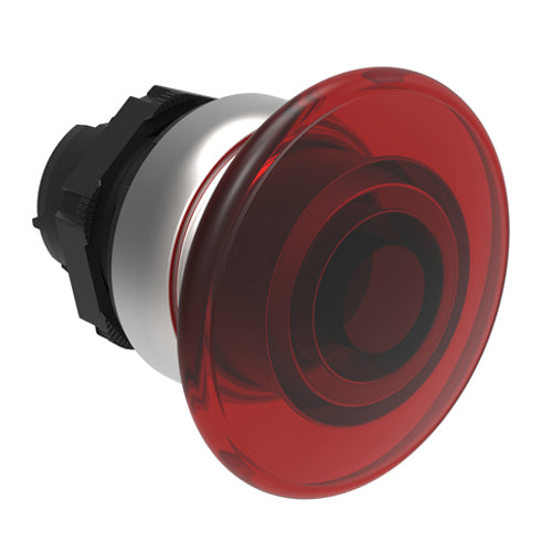Lovato LPCBL6144, Illuminated Mushroom Head Button Actuator, Ø22mm Platinum Series Chromed Plastic, Spring Return, Ø40mm Head Diameter, Red