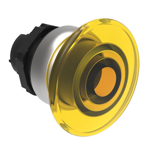 Lovato LPCBL6145, Illuminated Mushroom Head Button Actuator, Ø22mm Platinum Series Chromed Plastic, Spring Return, Ø40mm Head Diameter, Yellow