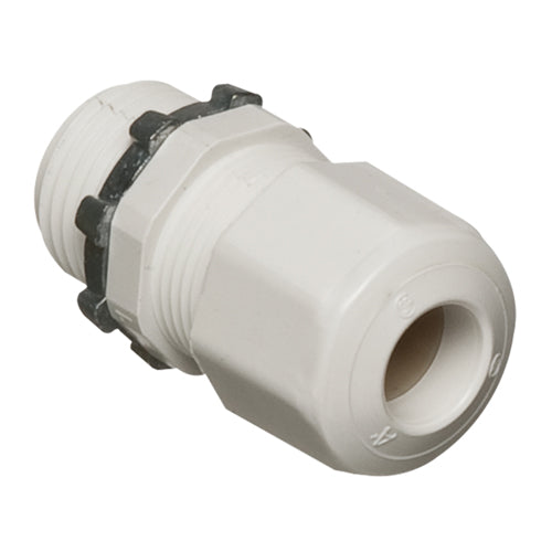 Arlington LPCG503W, 1/2" Low-Profile Strain Relief Non-Metallic Cord Connector, Cord Range 0.100" - 0.360", White, 25 Packs