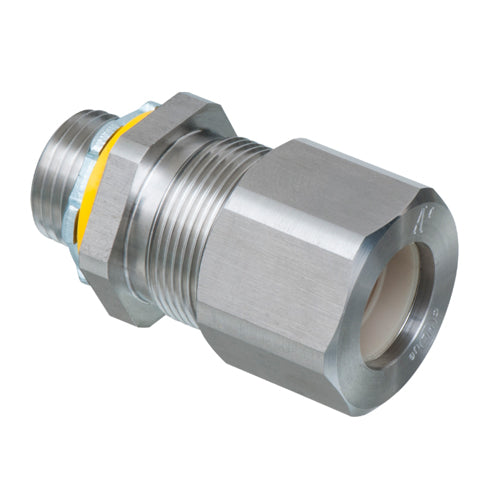 Arlington LPCG507SS, 1/2" Low-Profile Strain Relief Stainless Steel Cord Connector, 0.385"-0.600" Cord Range, Silver