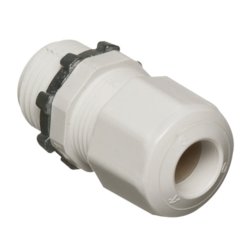 Arlington LPCG507W, 1/2" Low-Profile Strain Relief Non-Metallic Cord Connector, Cord Range 0.385" - 0.750", White, 25 Packs