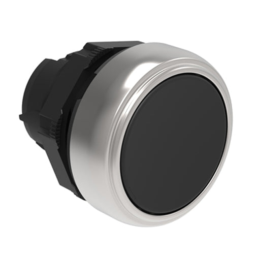 Lovato LPCQ102, Push-Push Button Actuator, Ø22mm Platinum Series Chromed Plastic, Push ON-Push OFF, Flush, Black