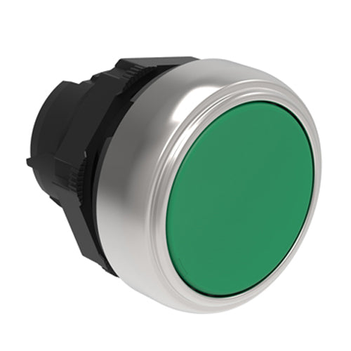 Lovato LPCQ103, Push-Push Button Actuator, Ø22mm Platinum Series Chromed Plastic, Push ON-Push OFF, Flush, Green
