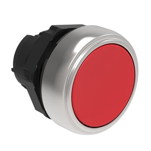 Lovato LPCQ104, Push-Push Button Actuator, Ø22mm Platinum Series Chromed Plastic, Push ON-Push OFF, Flush, Red